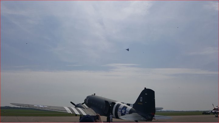 Douglas C-47A Skytrain with Rafale in the background.JPG